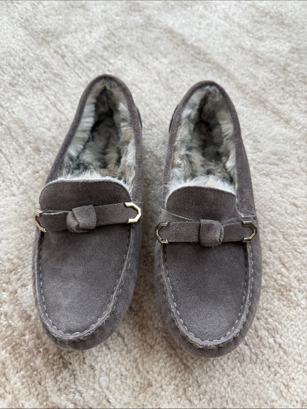 Cole Haan Grey Suede Fleece-Lined slipper Loafers